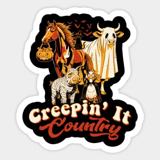 Creepin’ It Country Funny Halloween Farm Art Sticker